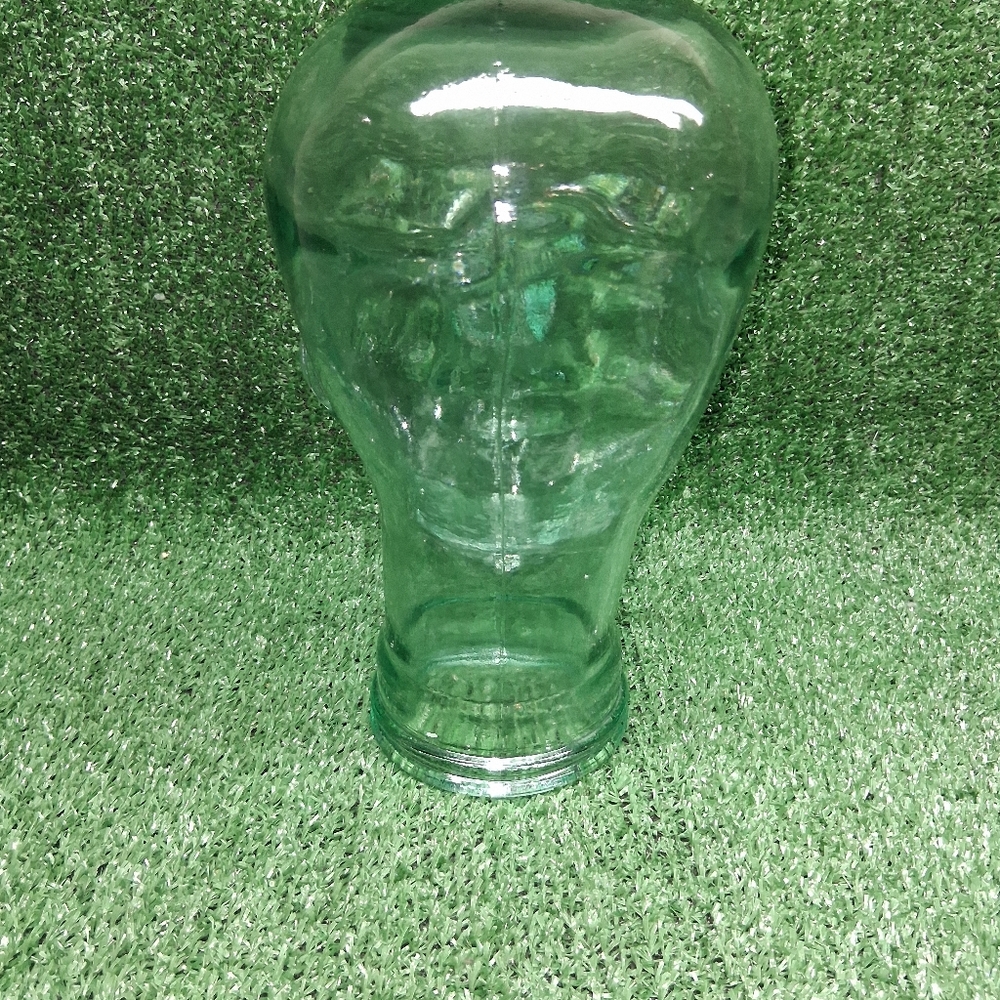 Vintage Blue Green Tint Heavy Glass Mannequin Head Wig Hat Display - Picture 5 of 7